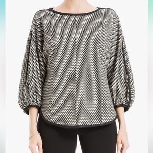 Max Studio double knit 3/4 sleeve Black and White  geometric top